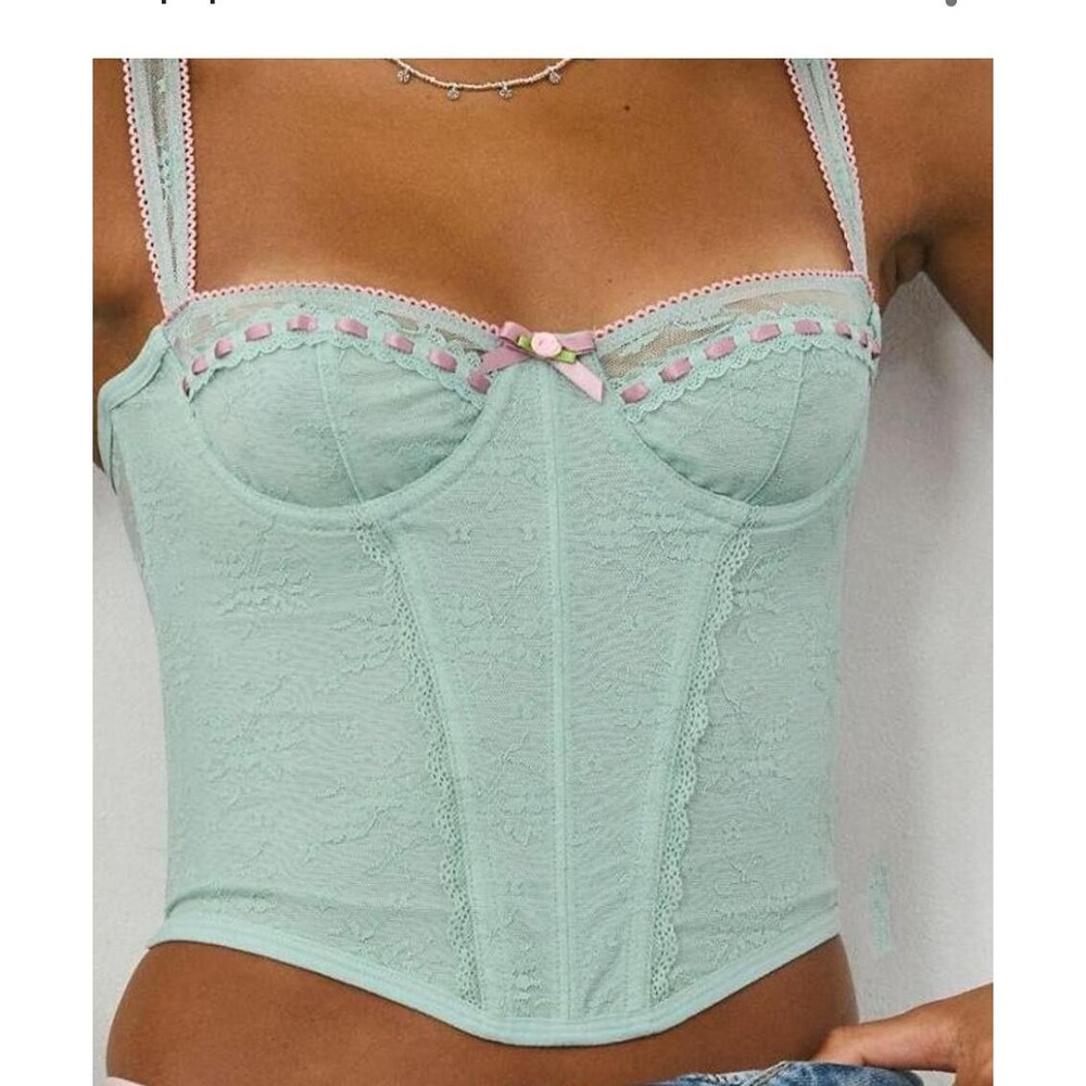 Y2K Out From Under Urban Outfitters Lace Bustier Corset Top XS NWT - Picture 2 of 10